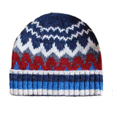 Sombrero caliente de la gorrita tejida del casquillo del telar jacquar de punto del invierno suave elástico de las lanas para hombre (HW426)